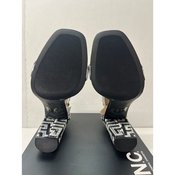 INC Women's Lexini 62 Maze Silver/Black Open Toe Block Heel Rhinestone Sz 8M - Picture 7 of 7